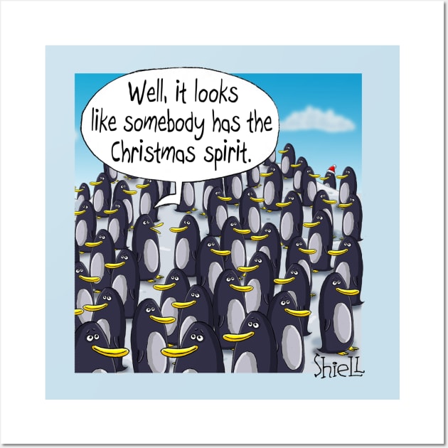 Christmas Spirit Penguin Wall Art by macccc8